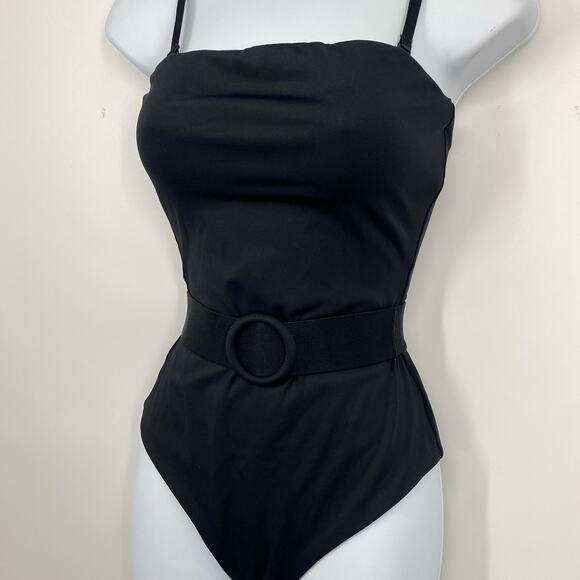 Skims Belted One piece Swimsuit Size Small Black Spaghetti Strap Slimming - Picture 8 of 8